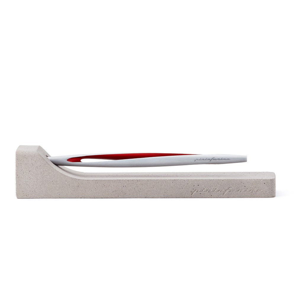 Pininfarina Aero - Stilo con punta Ethergraf® e supporto da scrivania in cemento grezzo