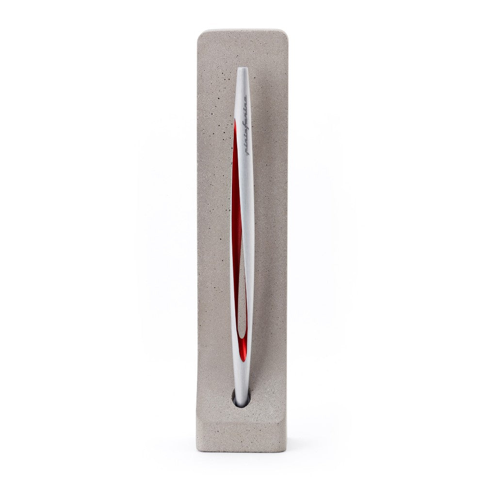 Pininfarina Aero - Stilo con punta Ethergraf® e supporto da scrivania in cemento grezzo