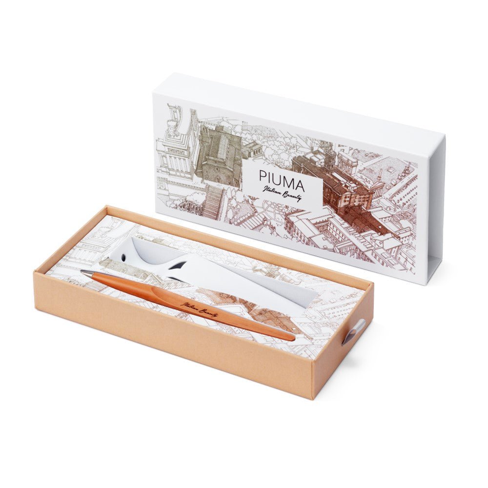 Pininfarina Shop - Penne e Stilo - Forever Piuma Italian Beauty Ink – Stilo in Legno di Pero con Punta a Sfera e Base in Acciaio