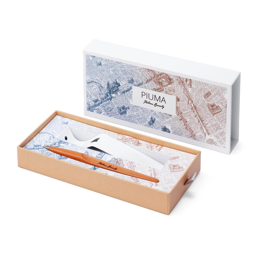 Pininfarina Shop - Penne e Stilo - Forever Piuma Italian Beauty Ink – Stilo in Legno di Pero con Punta a Sfera e Base in Acciaio
