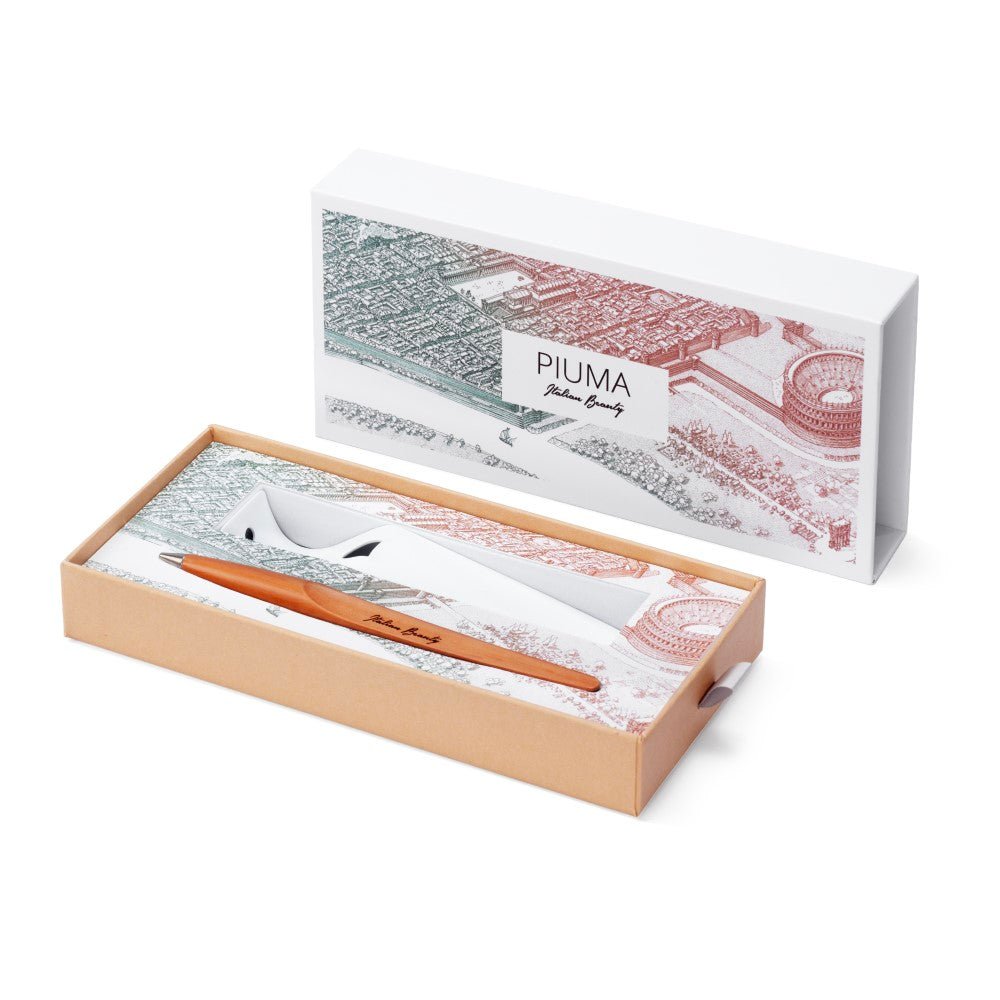 Pininfarina Shop - Penne e Stilo - Forever Piuma Italian Beauty Ink – Stilo in Legno di Pero con Punta a Sfera e Base in Acciaio