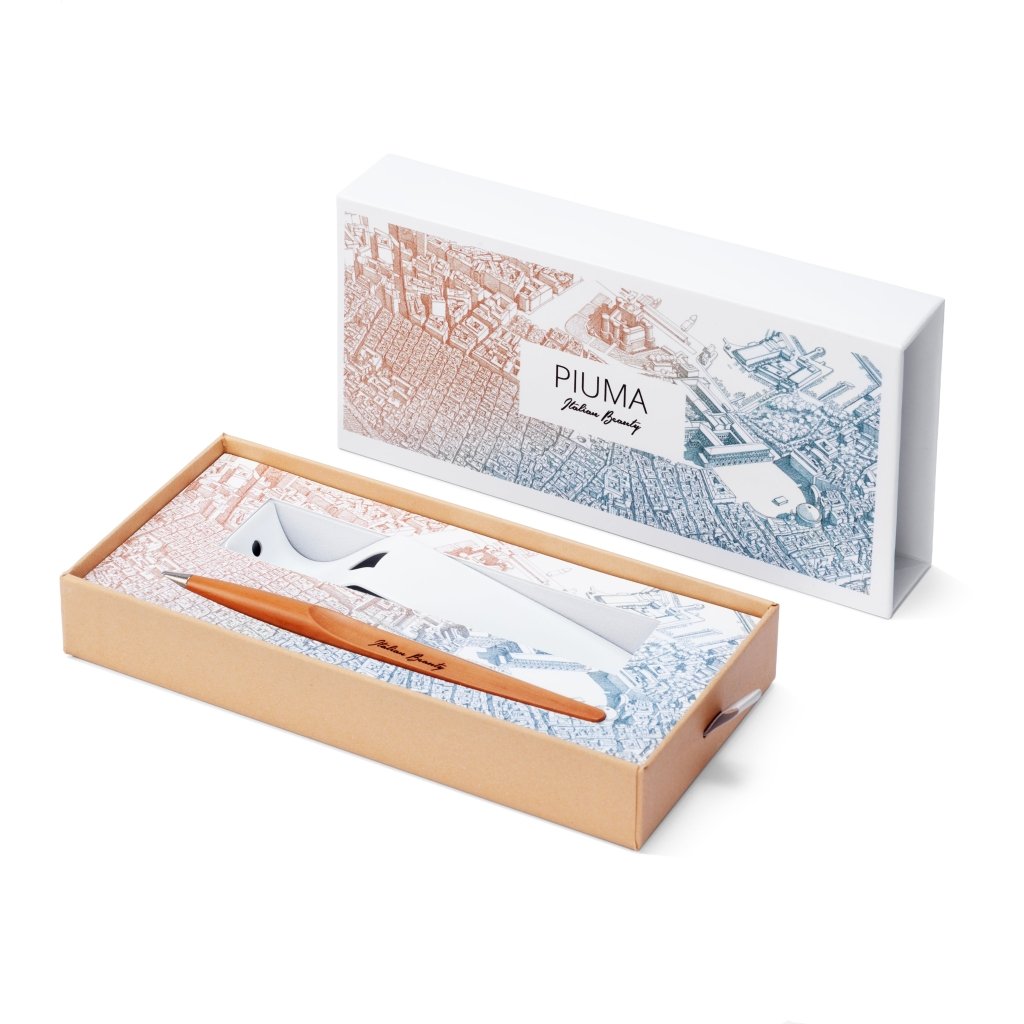 Pininfarina Shop - Penne e Stilo - Forever Piuma Italian Beauty – Stilo in Legno di Pero con Puntale Ethergraf e Base in Acciaio