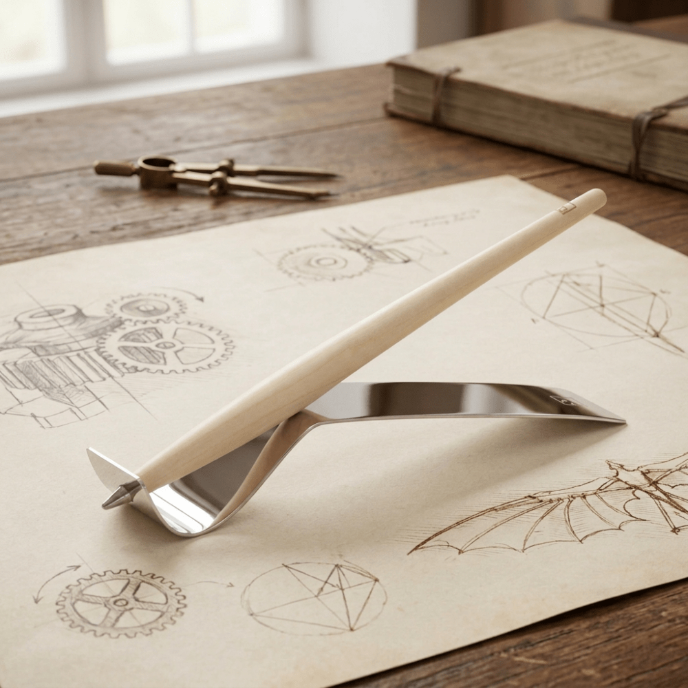 Pininfarina Shop - Penne e Stilo - Forever Piuma Leonardo – Stilo in legno massello con punta Ethergraf® e base in acciaio
