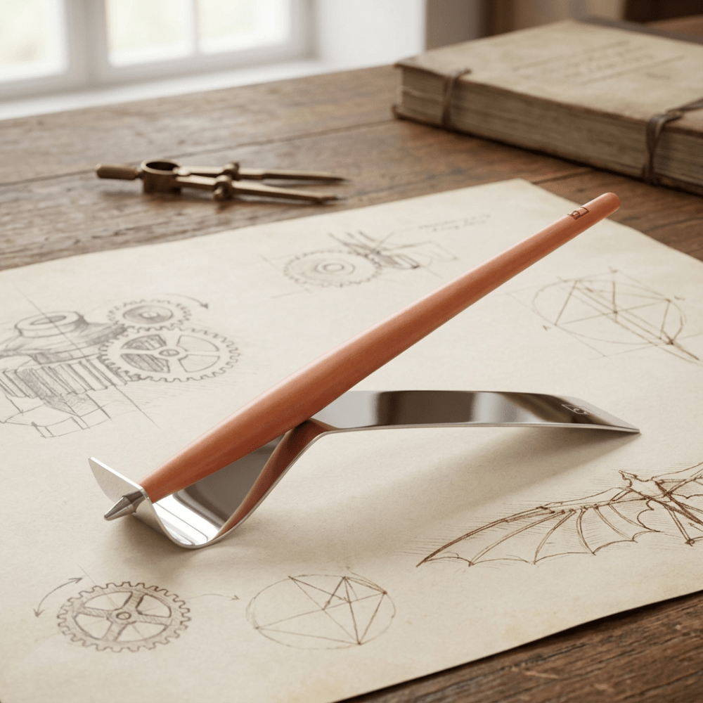 Pininfarina Shop - Penne e Stilo - Forever Piuma Leonardo – Stilo in legno massello con punta Ethergraf® e base in acciaio