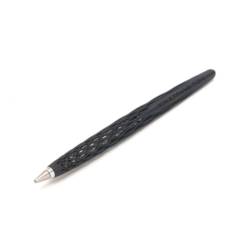 Pininfarina Shop - Penne e Stilo - Forever Wave Transition Ethergraf® – stilo di design in alluminio 3D con base in legno d'acero