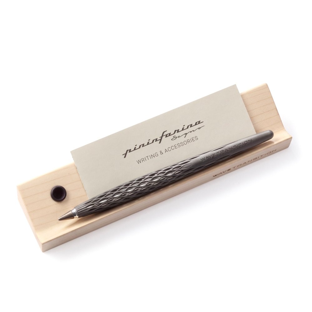 Pininfarina Shop - Penne e Stilo - Forever Wave Transition Ethergraf® – stilo di design in Nylon 3D con base in legno d'acero