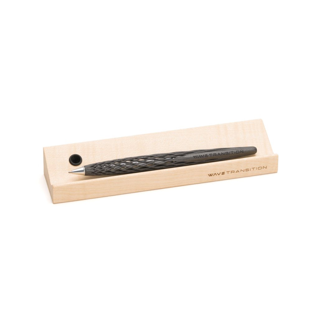 Pininfarina Shop - Penne e Stilo - Forever Wave Transition INK - penna a sfera in alluminio 3D con base in legno d'acero