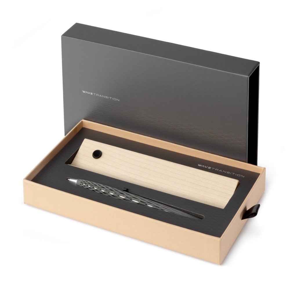 Pininfarina Shop - Penne e Stilo - Forever Wave Transition INK - penna a sfera in Nylon 3D con base in legno d'acero