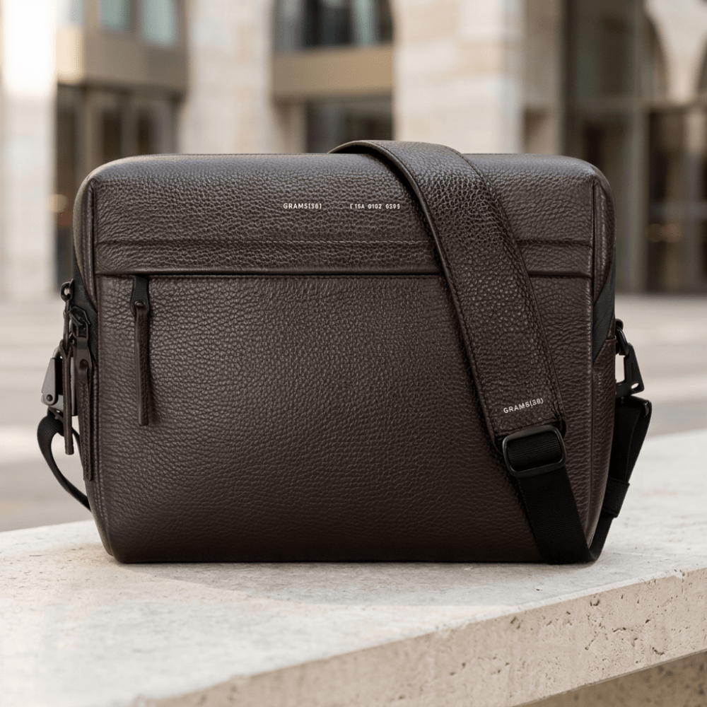 Pininfarina Shop - Borse e Zaini - Grams28 154 City Pack – Borsa a tracolla compatta in pelle italiana martellata