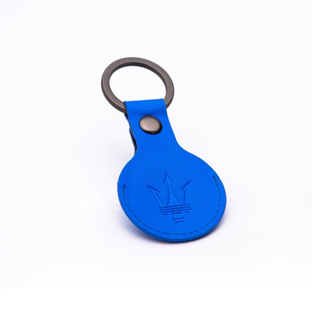 Pininfarina Shop - Portafogli e Portachiavi - Maserati AirTag Keyring – Portachiavi in Eco Pelle con Anello in Acciaio con custodia
