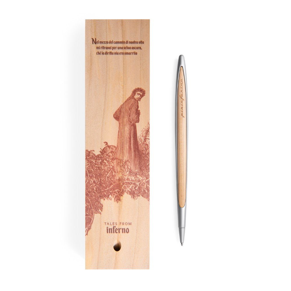 Pininfarina Shop - Penne e Stilo - Pininfarina Cambiano Dante 700th– Penna commemorativa con Punta a sfera e base in legno