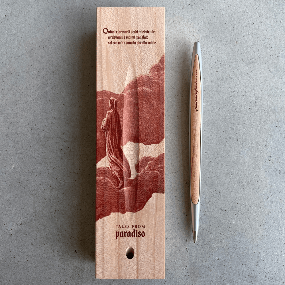 Pininfarina Shop - Penne e Stilo - Pininfarina Cambiano Dante 700th– Penna commemorativa con Punta Ethergraf e base in legno