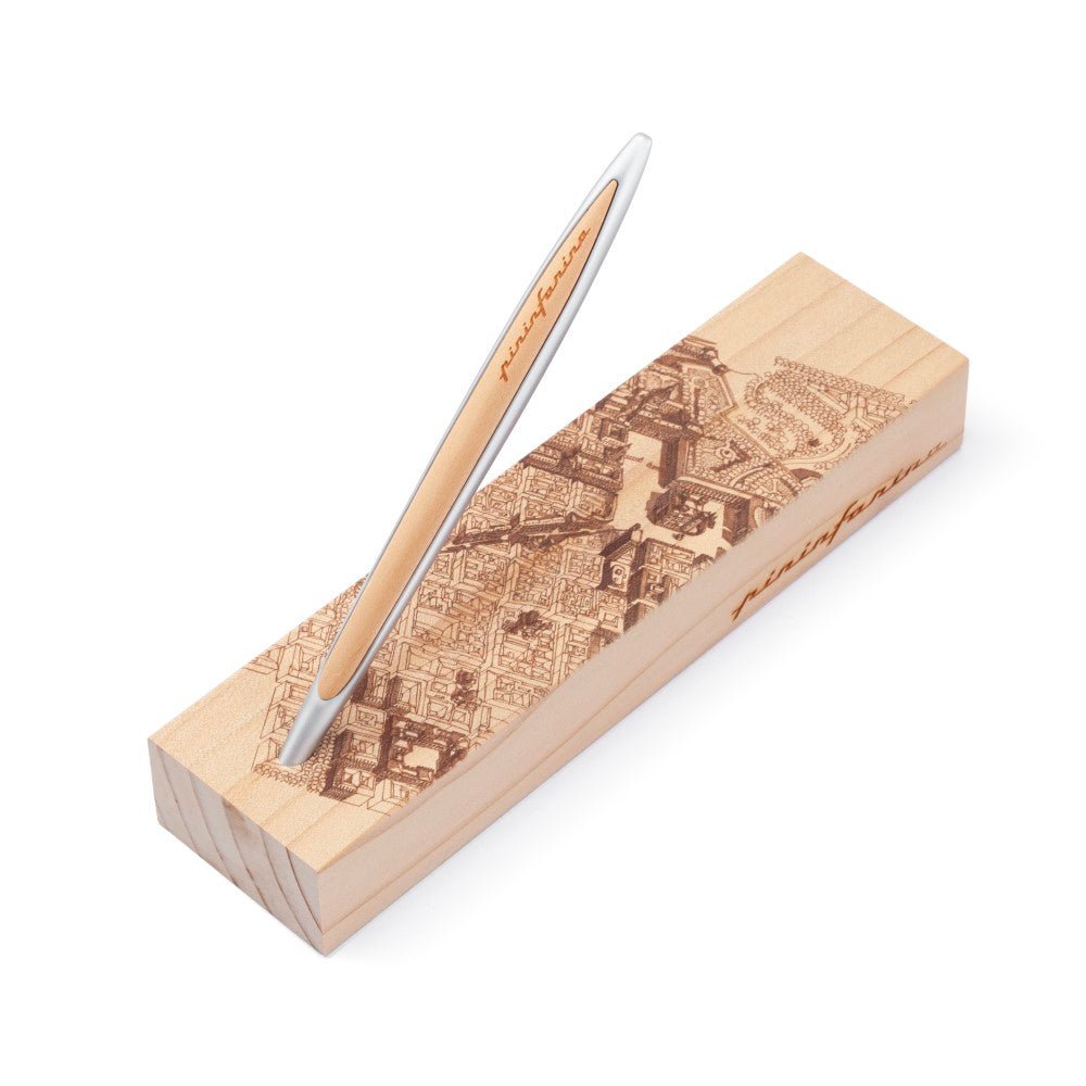Pininfarina Shop - Penne e Stilo - Pininfarina Cambiano Italian Beauty Ink– Stilo con Punta a Sfera e Supporto in Legno di Cedro