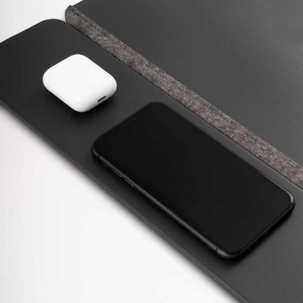 Pininfarina Shop - Accessori da scrivania - Pininfarina DeskPro con Ricarica Wireless – Sottomano da Scrivania Multifunzionale