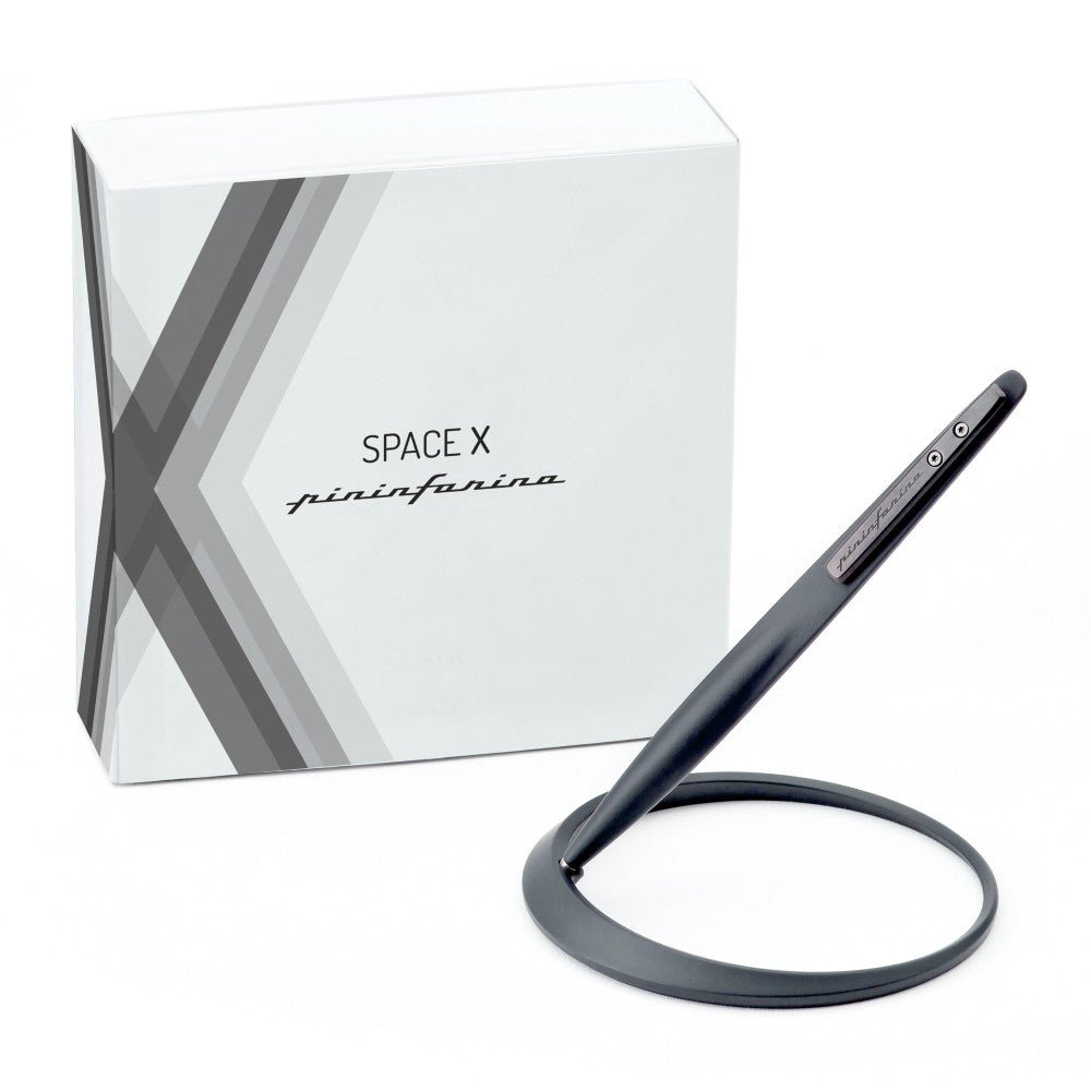 Pininfarina Shop - Penne e Stilo - Pininfarina Space X Black – Stilo con Tecnologia Ethergraf® e Supporto da Scrivania in Alluminio