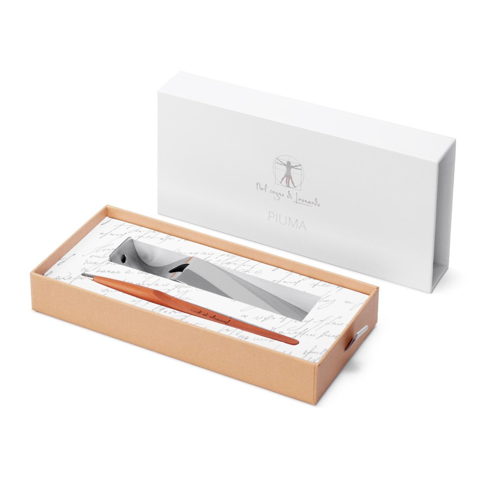 Forever Piuma Leonardo Ink – Stilo in Legno Massello con Punta a Sfera e Base in Acciaio
