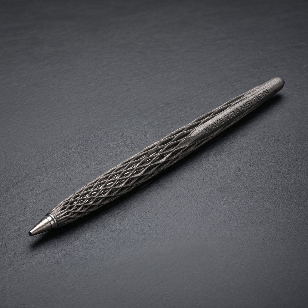 Pininfarina Shop - Penne e Stilo - Forever Wave Transition Ethergraf® – stilo di design in alluminio 3D con base in legno d'acero