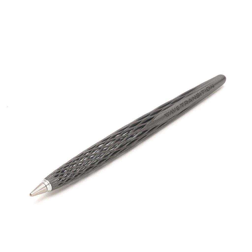 Pininfarina Shop - Penne e Stilo - Forever Wave Transition Ethergraf® – stilo di design in alluminio 3D con base in legno d'acero