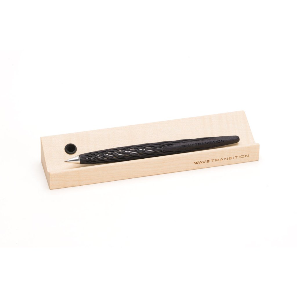 Pininfarina Shop - Penne e Stilo - Forever Wave Transition INK - penna a sfera in alluminio 3D con base in legno d'acero