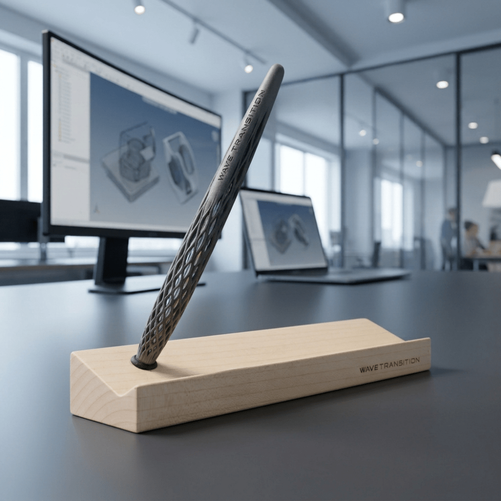 Pininfarina Shop - Penne e Stilo - Forever Wave Transition INK - penna a sfera in Nylon 3D con base in legno d'acero