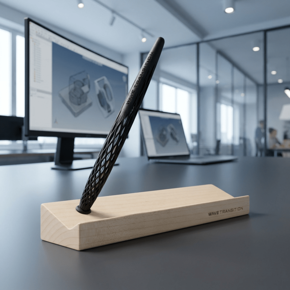 Pininfarina Shop - Penne e Stilo - Forever Wave Transition INK - penna a sfera in Nylon 3D con base in legno d'acero