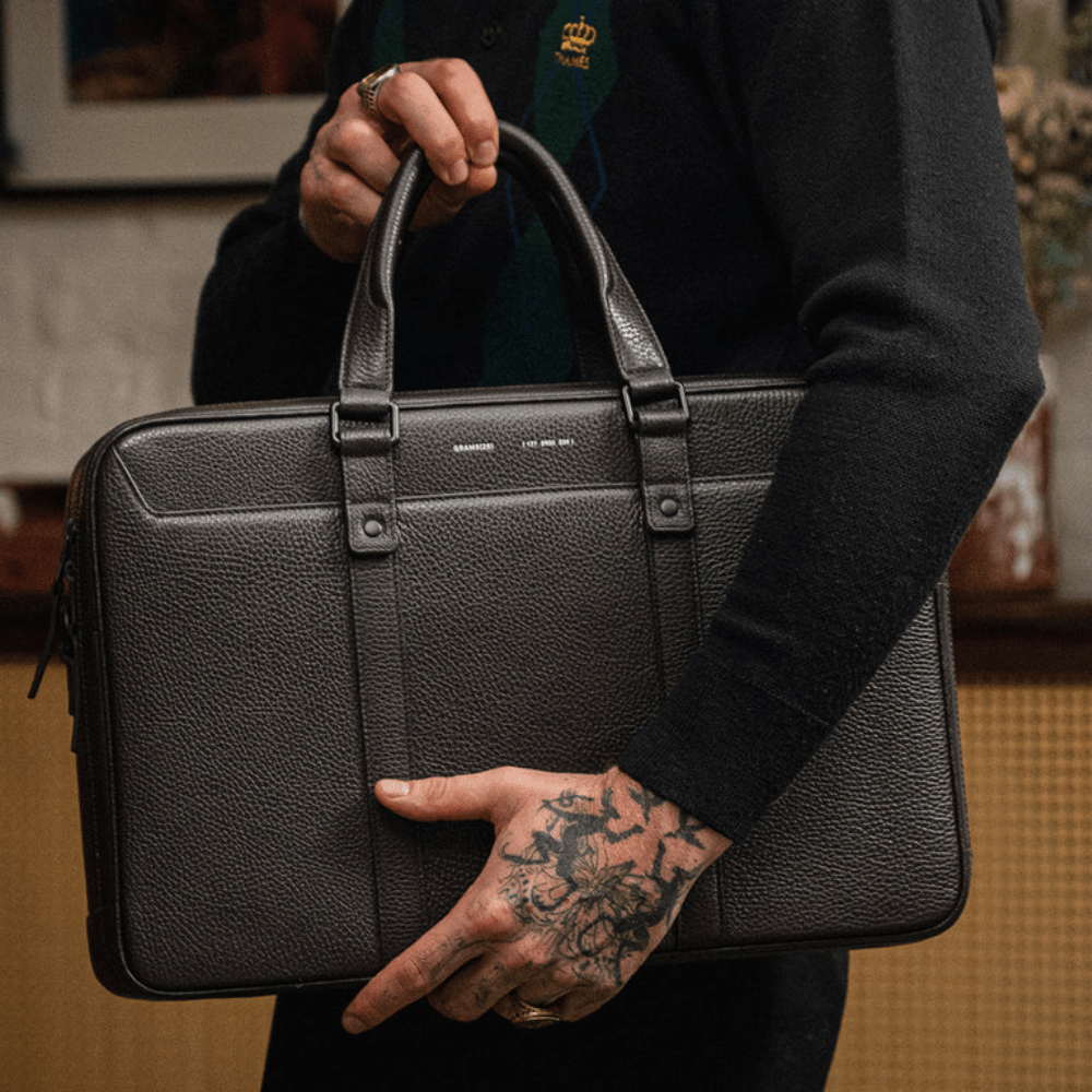 Pininfarina Shop - Borse e Zaini - Grams28 177 Dual Briefcase – Cartella professionale doppio scomparto in vera pelle italiana