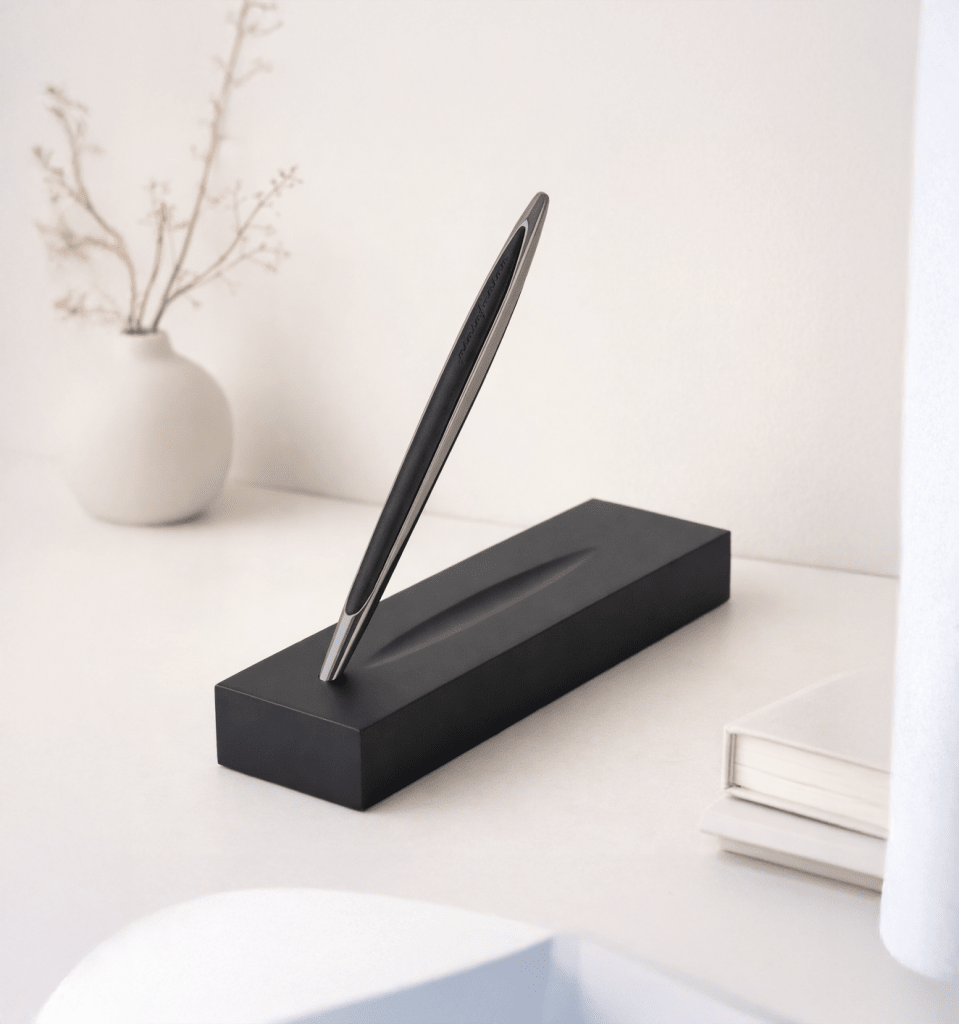 Pininfarina Shop - Penne e Stilo - Pininfarina Cambiano Black Edition Ink – Penna a sfera con basamento in legno