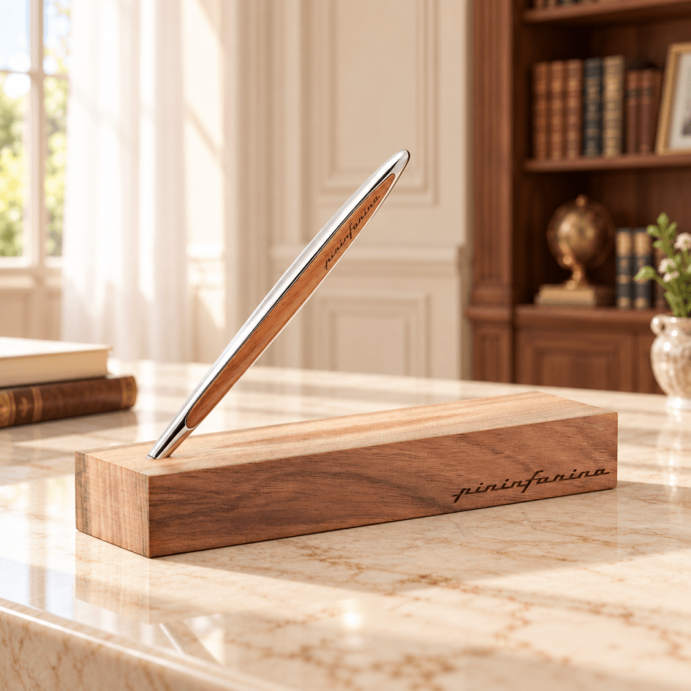 Pininfarina Shop - Penne e Stilo - Pininfarina Cambiano Classic Ink - Stilo con base in legno massello - penna a sfera