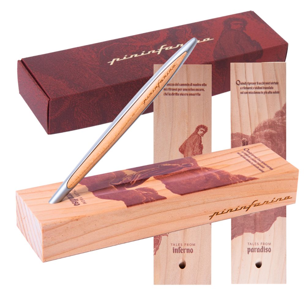Pininfarina Shop - Penne e Stilo - Pininfarina Cambiano Dante 700th– Penna commemorativa con Punta Ethergraf e base in legno