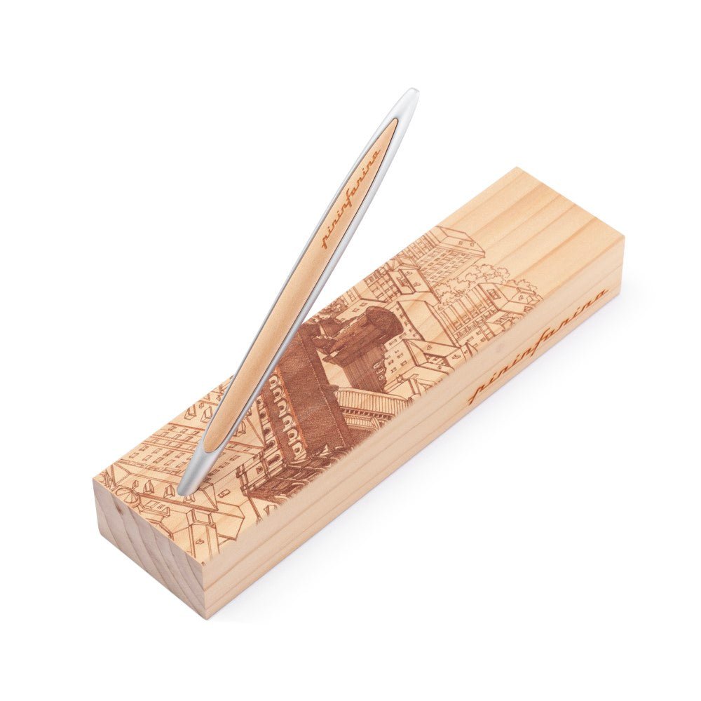 Pininfarina Shop - Penne e Stilo - Pininfarina Cambiano Italian Beauty Ink– Stilo con Punta a Sfera e Supporto in Legno di Cedro