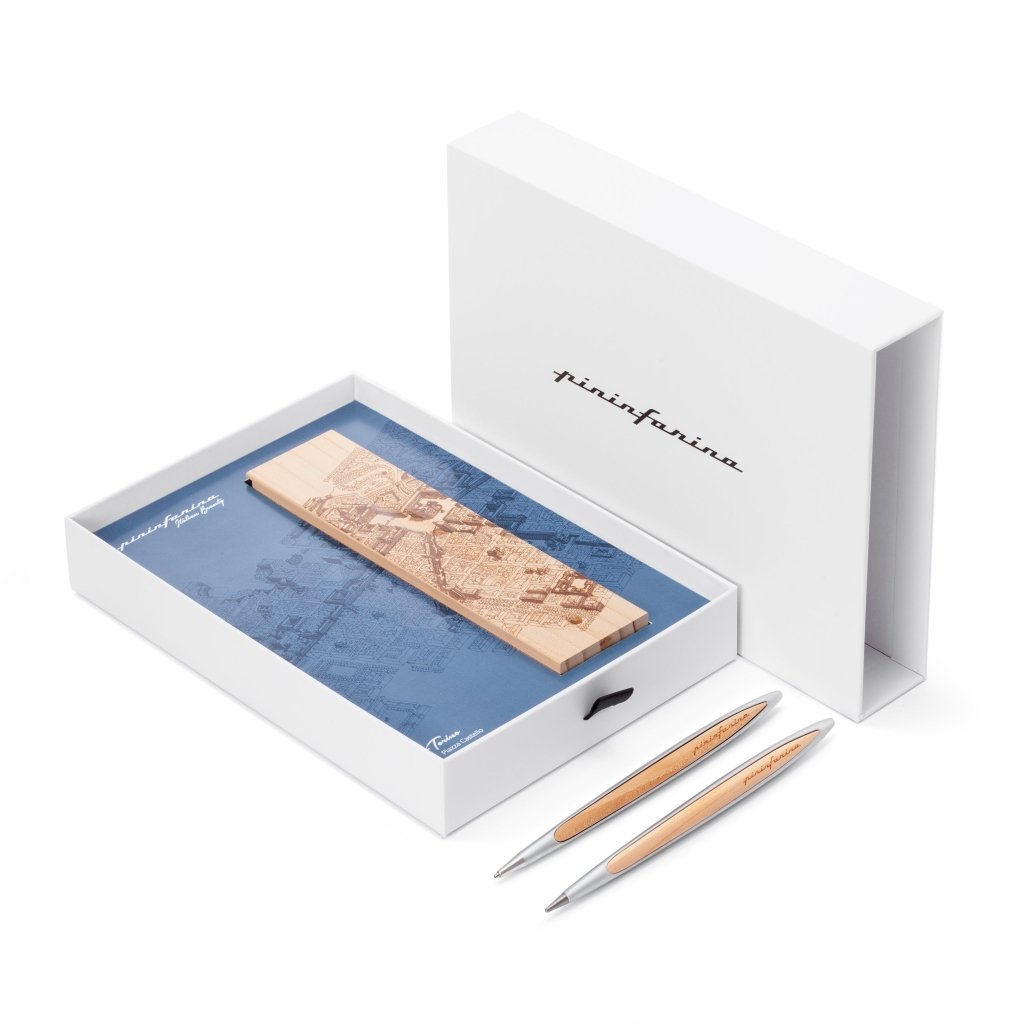 Pininfarina Shop - Penne e Stilo - Pininfarina Cambiano Italian Beauty Ink– Stilo con Punta a Sfera e Supporto in Legno di Cedro