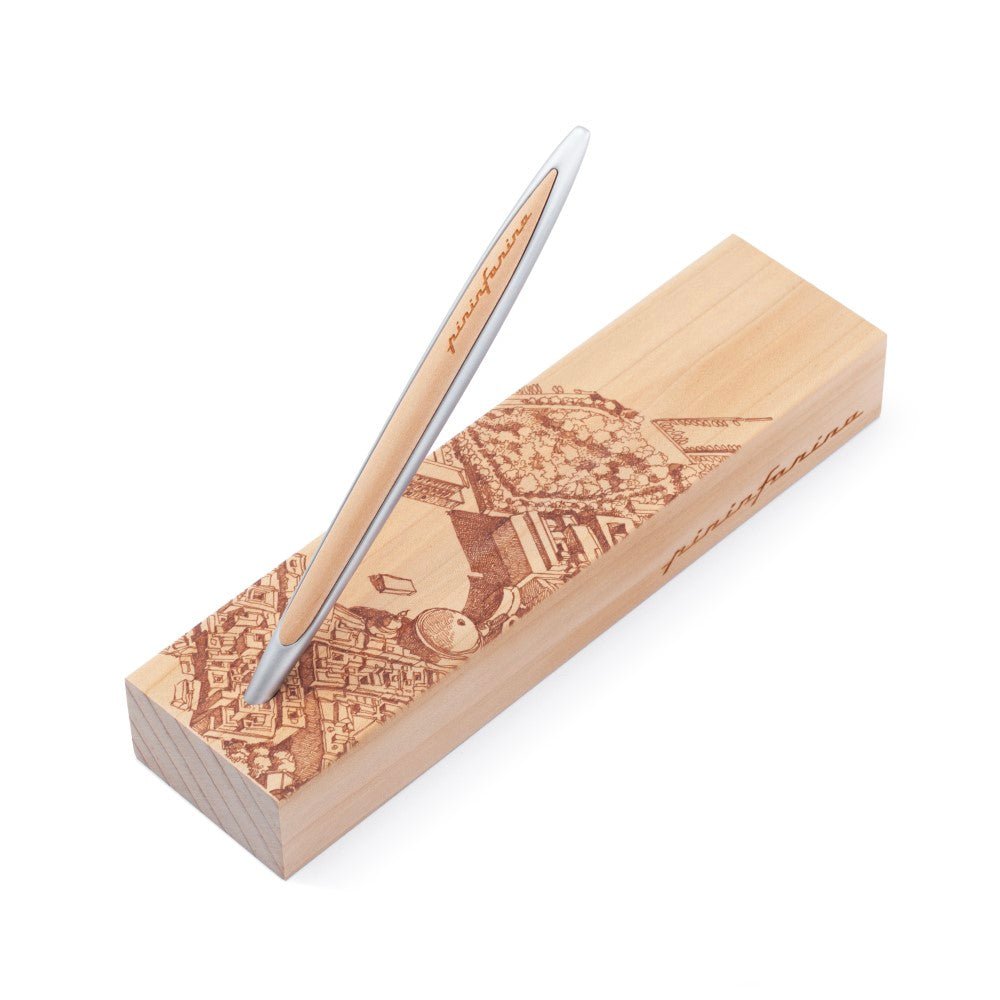 Pininfarina Shop - Penne e Stilo - Pininfarina Cambiano Italian Beauty – Stilo con Puntale Ethergraf e Supporto da Scrivania in Legno di Cedro