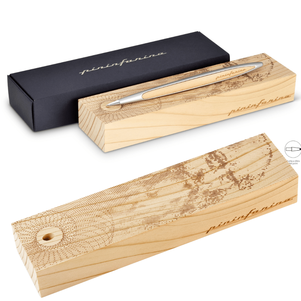 Pininfarina Shop - Penne e Stilo - Pininfarina Cambiano Leonardo 500th Ink – Penna a sfera con base da scrivania in legno