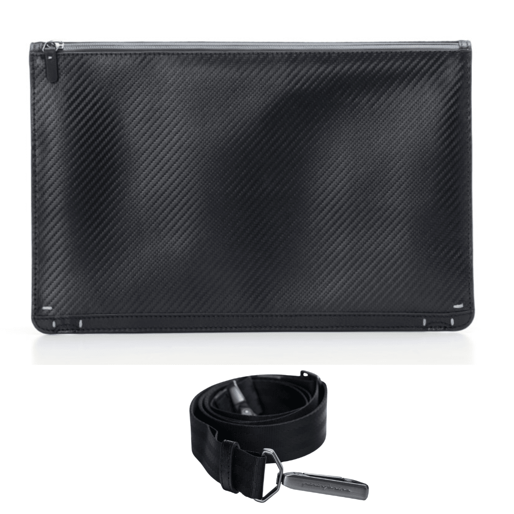 Pininfarina Shop - Borse e Zaini - Pininfarina Folio Icon – Borsa Uomo in Nappa con Tracolla e finiture Carbonio