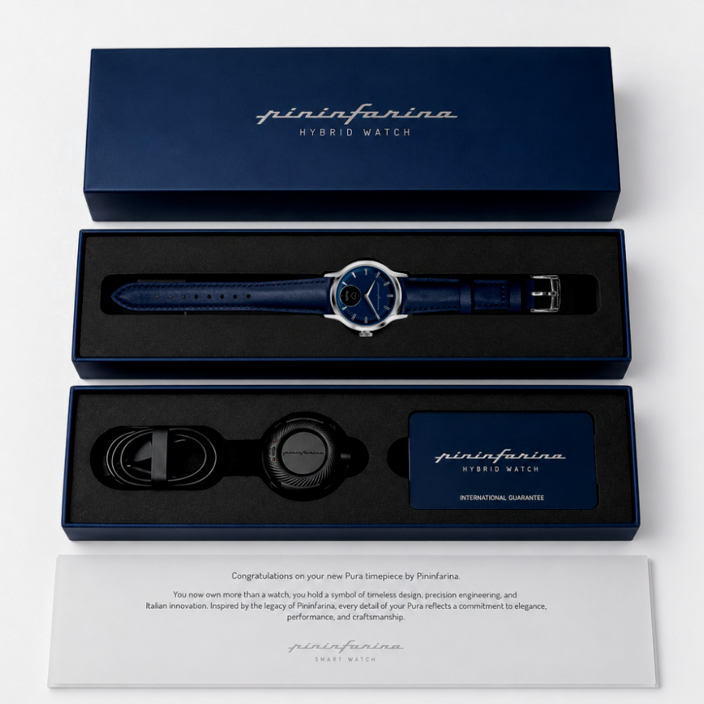 Pininfarina Pura Hybrid Smartwatch - Orologio classico con micro display multifunzione