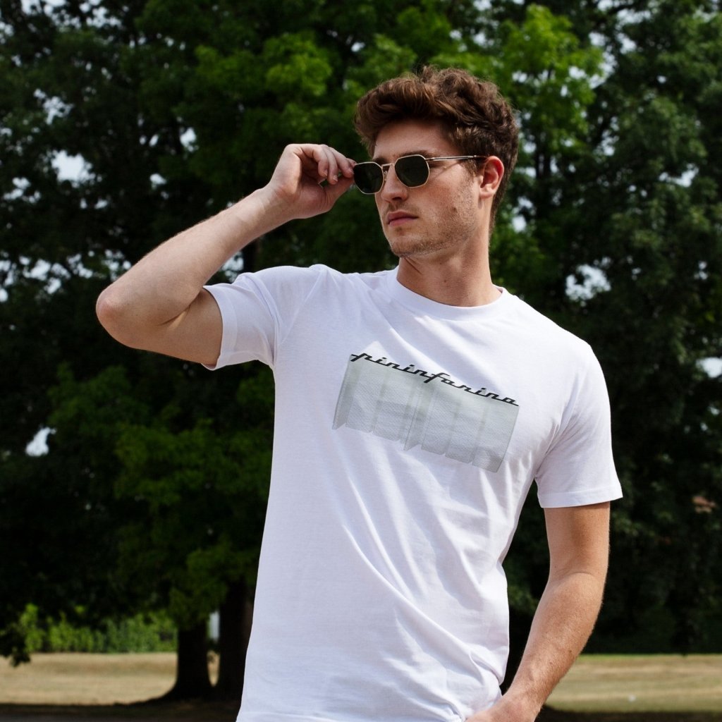 Pininfarina Shop - Abbigliamento - T-shirt Pininfarina UP Bianca – Collezione Auto Iconiche