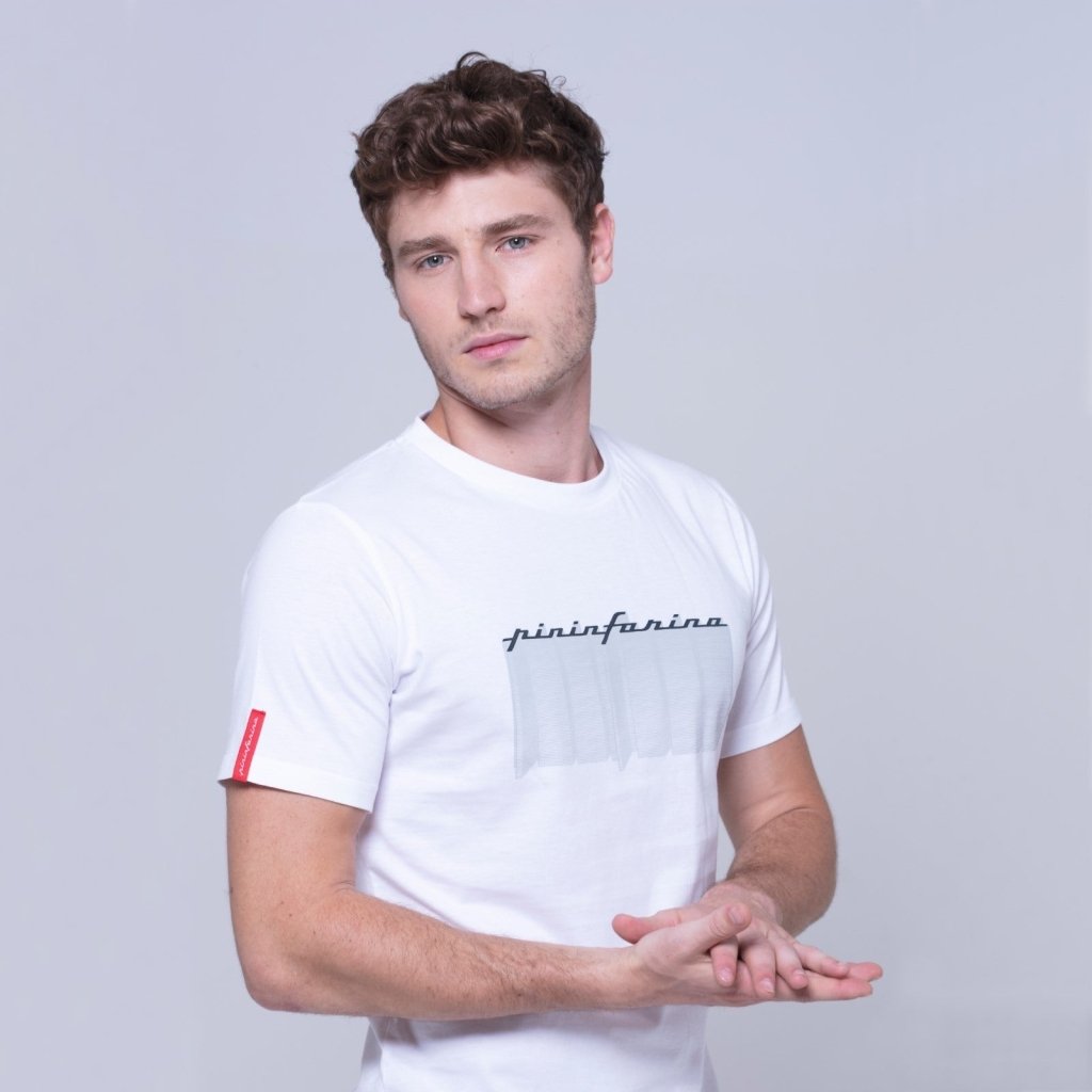 Pininfarina Shop - Abbigliamento - T-shirt Pininfarina UP Bianca – Collezione Auto Iconiche