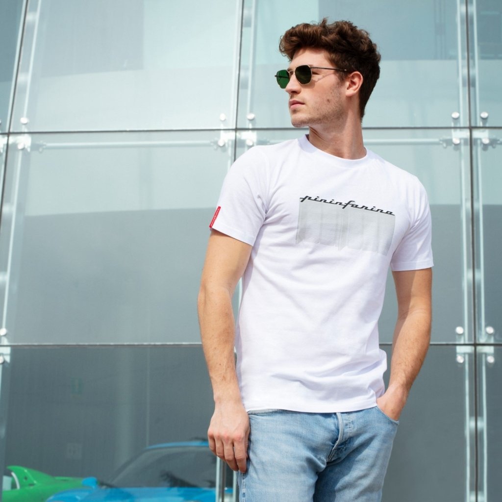 Pininfarina Shop - Abbigliamento - T-shirt Pininfarina UP Bianca – Collezione Auto Iconiche