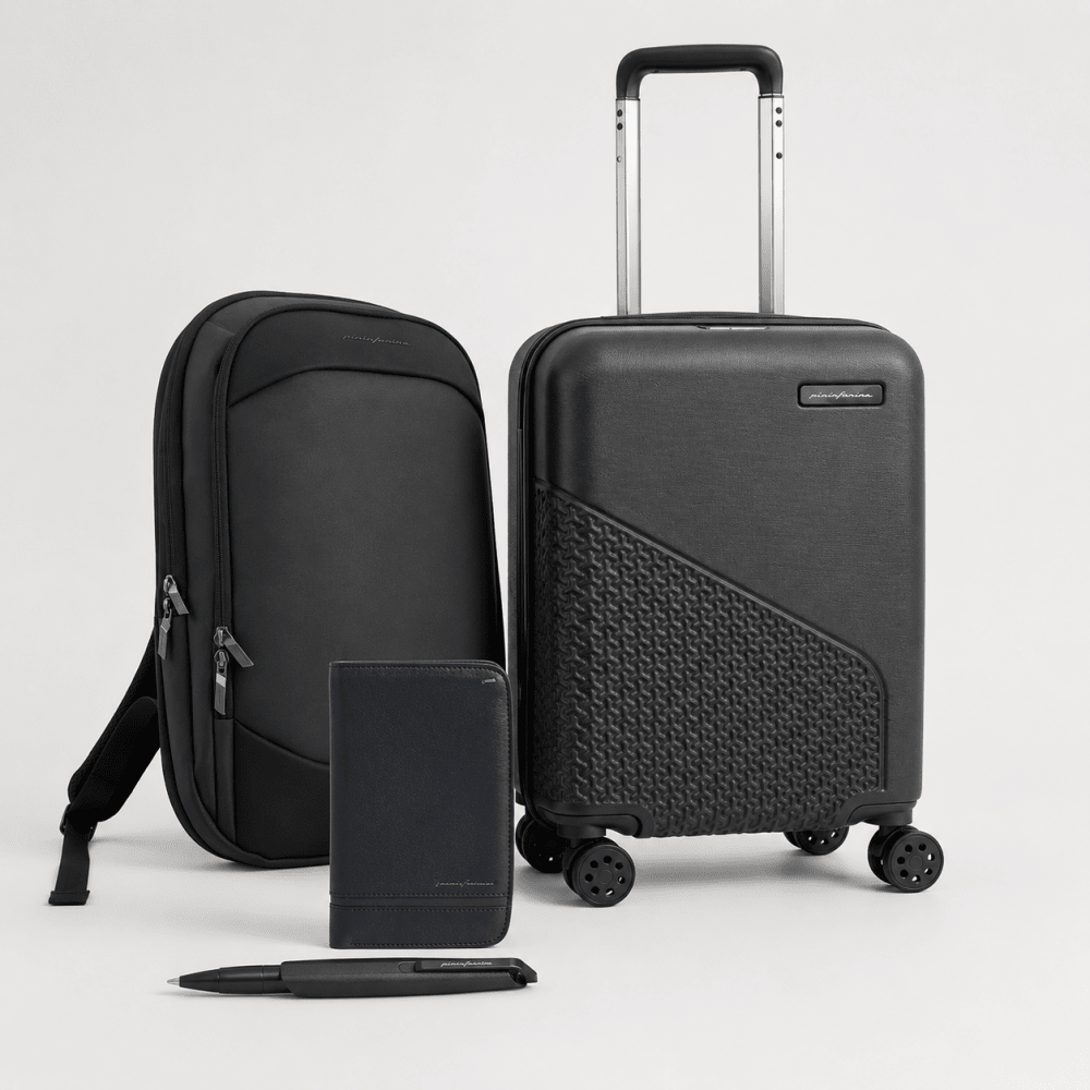 Pininfarina Shop - Promo kit - TRAVEL SET - Viaggiare per vacanza o lavoro con stile ed eleganza Pininfarina